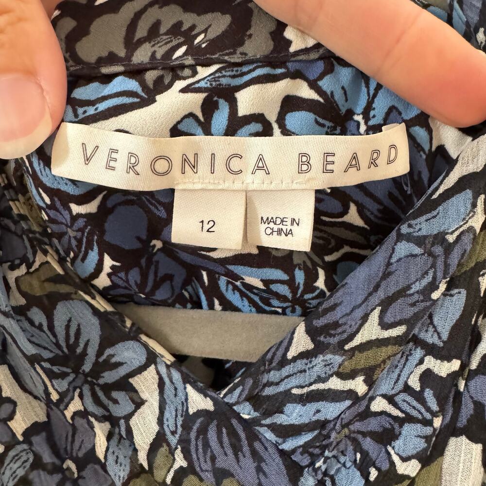 Veronica Beard Florencia Floral Print Silk Chiffon Maxi Dress Blue Size 12 - Picture 10 of 10